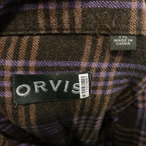 ORVIS LONG SLEEVE PLAID FLANNEL BUTTON DOWN SHIRT MENS SIZE 2XL XXL - Picture 6 of 7